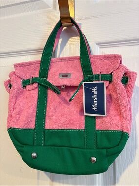 BNWT SUNWIN Viral TERRY BOATKIN STYLE Small Bag in Pink and Green
